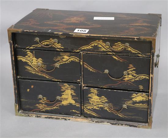 A Japanese lacquer table cabinet length 34cm